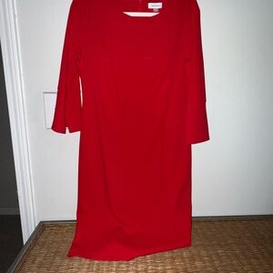 Calvin Klein Bold Red Long Sleeve Dress